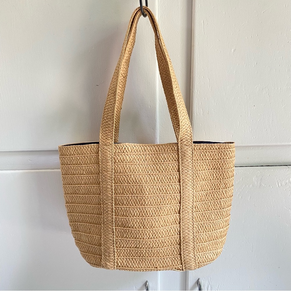 Draper James Everyday Straw Shoulder Bag Tote Natural Market Purse Beach
